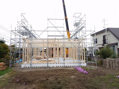 建て方開始（旭川近郊の工務店ならミヤザキホーム）