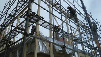 社屋建て方(旭川近郊の工務店ならミヤザキホーム）