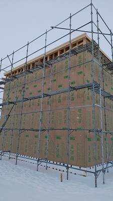 構造用合板取付完了（旭川近郊の工務店ならミヤザキホーム）