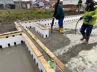 土間コンクリート打設（旭川近郊の工務店ならミヤザキホーム）